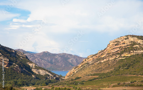 Spectacular view of the beautiful mountains near Patrimonio, Corsica Island, France