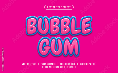 Bubble Gum Editable Vector Text Effect. photo