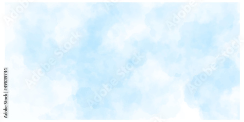 Minimalistic artistic abstraction in the form of clouds (fog or steam) in blue on a white background
