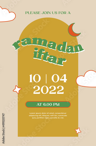 ramadan iftar invitation design with retro style