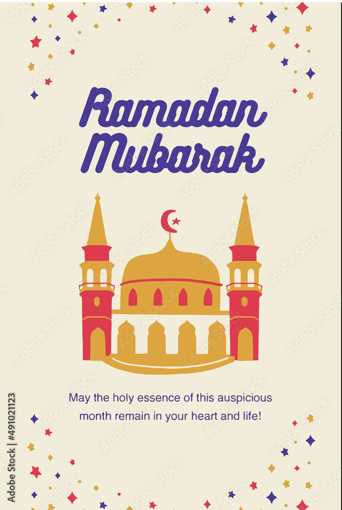 Ramadan Kareem, illustration Vector Outline, Ramazan Greeting Card Drawing, Ramadan Mubarak, ramzan Arabesque Decoration and Lamps Vector.