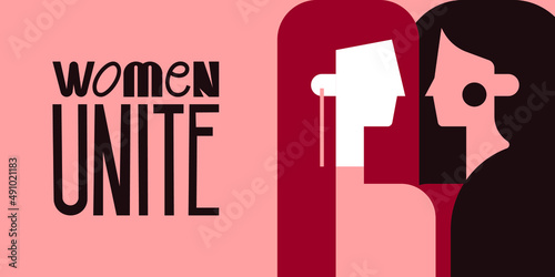 Female friendship, feminist union or sisterhood. Colorful illustration
