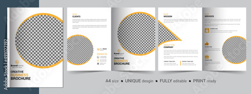Corporate Bi-fold Brochure Template, Catalog, Booklet Template Design. Fully Editable. 