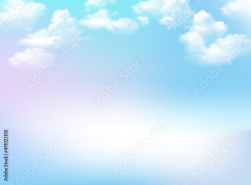 Fototapeta Naklejka Na Ścianę i Meble -  Vector background: blue sky with clouds