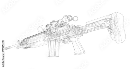 Machine Gun. Vector rendering of 3d