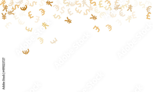 Euro dollar pound yen gold signs scatter money vector background. Trading pattern. Currency icons