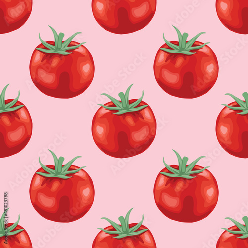 red tomato and fruits seamless pattern design