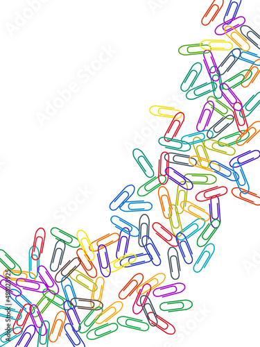 Stationary paperclips isolated on white background