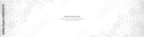 Abstract background and geometric pattern with hexagons for banner design or header