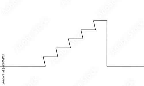 Continuous line drawing of stairs, ladder doodle icon, business growth, object one line, single line art, vector illustration