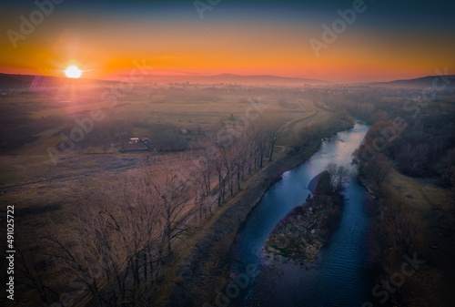 sunset over the river