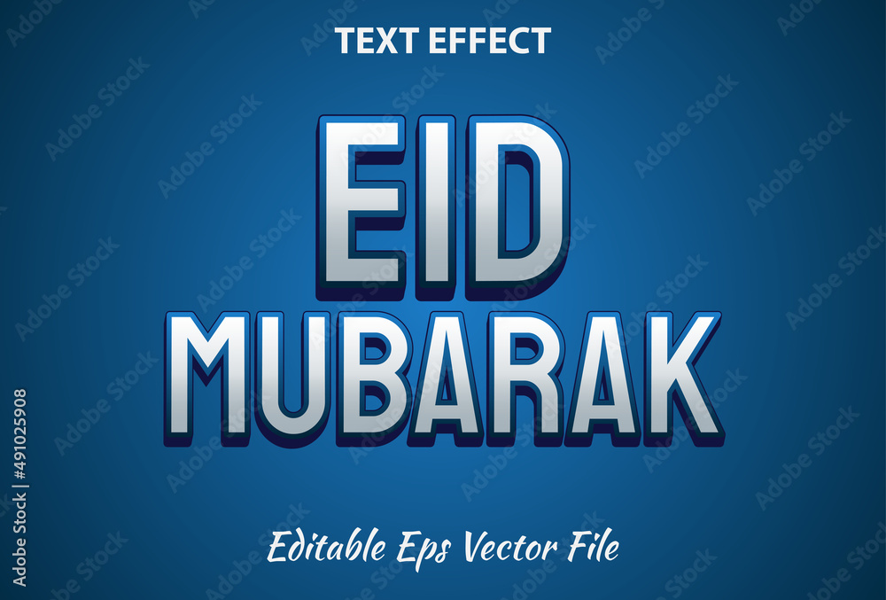 eid mubarak text effect editable blue color.