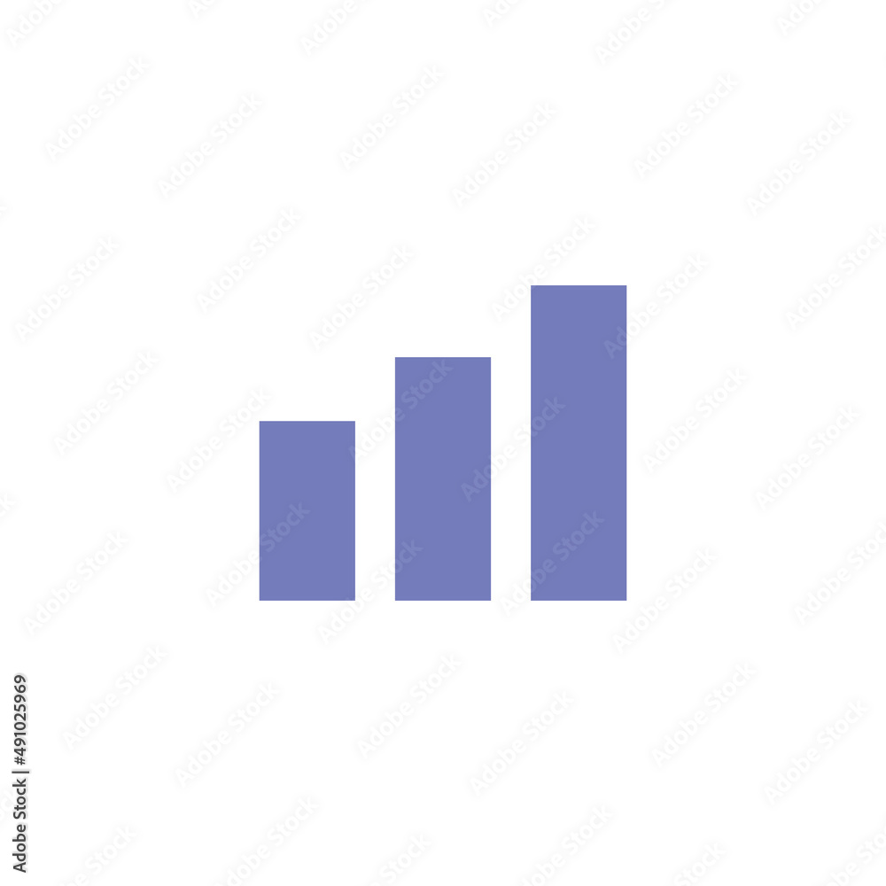 Rising bar graph icon on white background Rising bar graph icon on white background