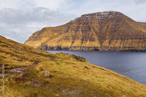Steep coast of the island of Bordoy. Faroe Islands.