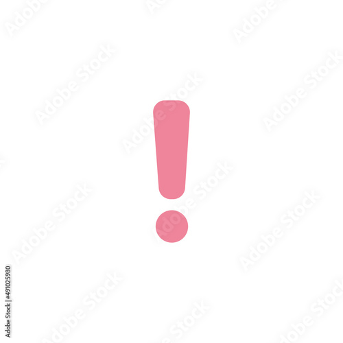 Pink exclamation mark icon on white background