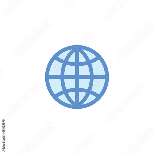 Blue earth icon on white background