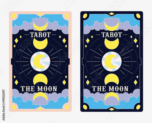 Tarot Card Minimalist Vector Illustration, The Moon