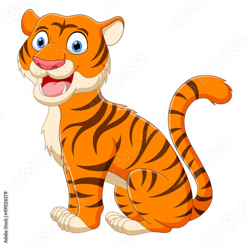 Fototapeta Naklejka Na Ścianę i Meble -  Cute a tiger cartoon isolated on white background