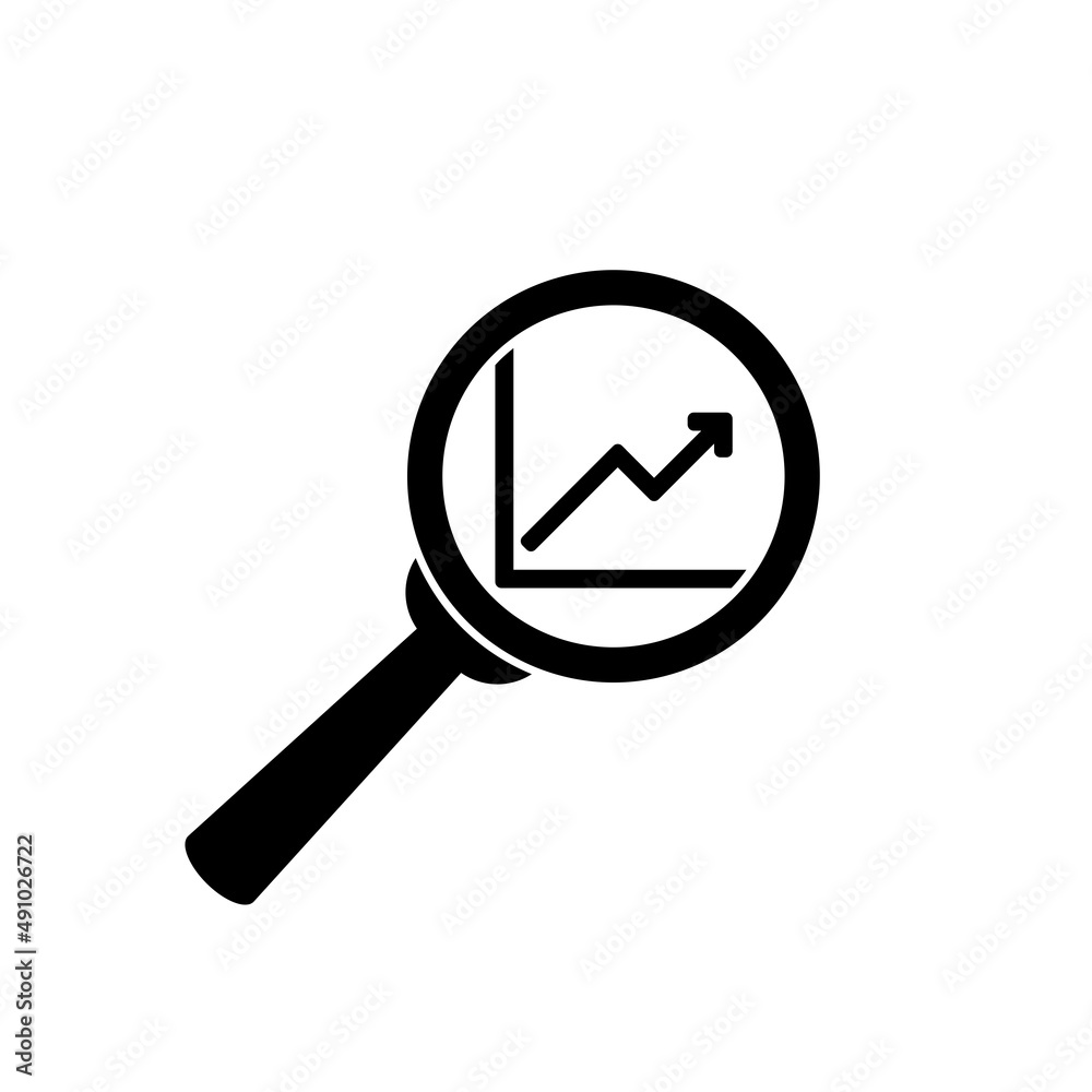 Magnifying glass profit icon. Business research icon isolated on white background Magnifying glass profit icon. Business research icon isolated on white background