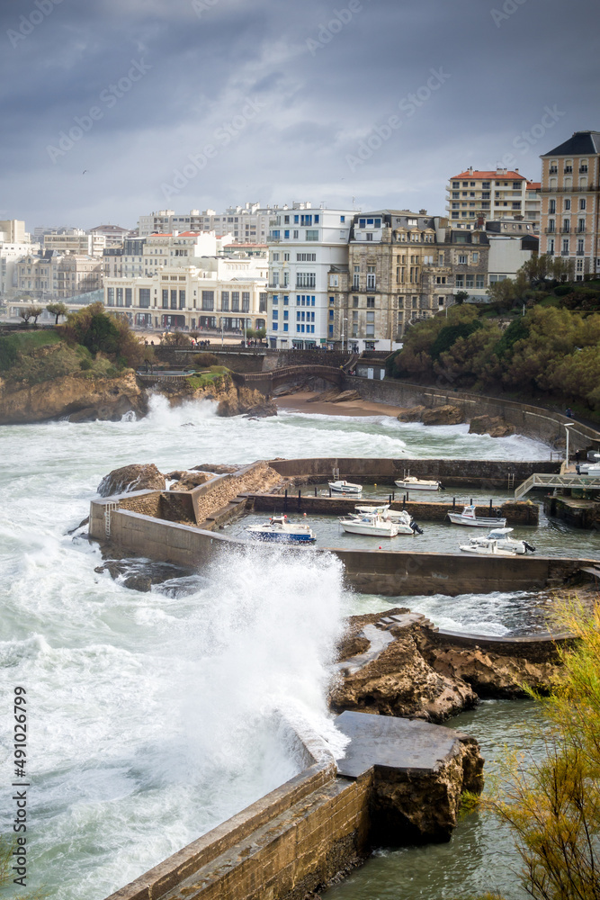 Seaside and beach of the city of Biarritz