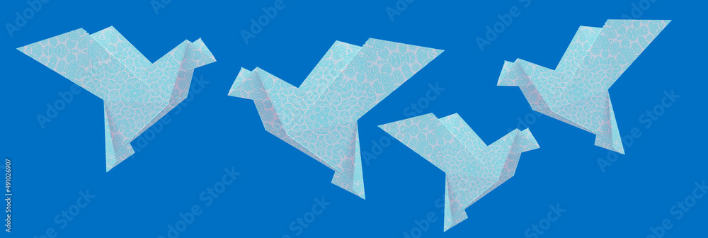 Dove symbol of peace. The art of origami. Blue tones. Dove symbol of peace. The art of origami. Blue tones.