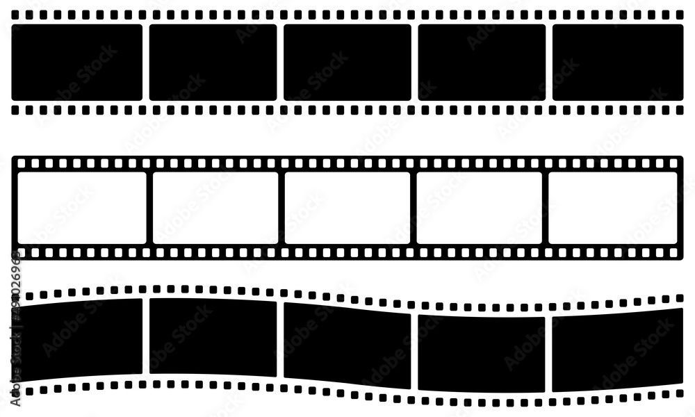 Vector film strip. Retro picture with black film strip. Old retro cinema movie tape.