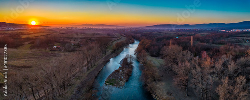sunset over the river