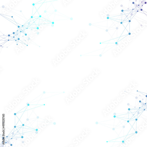 Big data visualization. Geometric abstract background visual information complexity. Futuristic infographics design. Technology background with connected line and dots, wave flow illustration