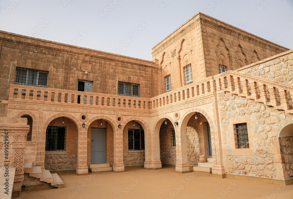 Exterior view of the historical Mor Gabriel Monastery,Mardin province