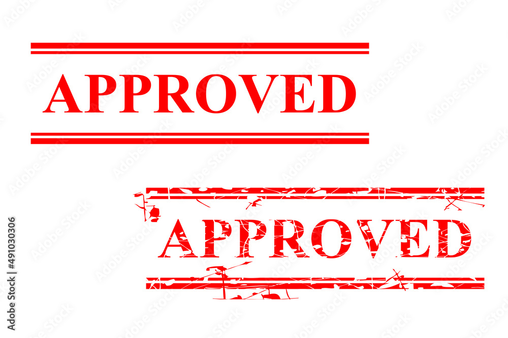 Simple Set 2 Vector red Rectangle rubber stamp effect Approved, Isolated on White Simple Set 2 Vector red Rectangle rubber stamp effect Approved, Isolated on White