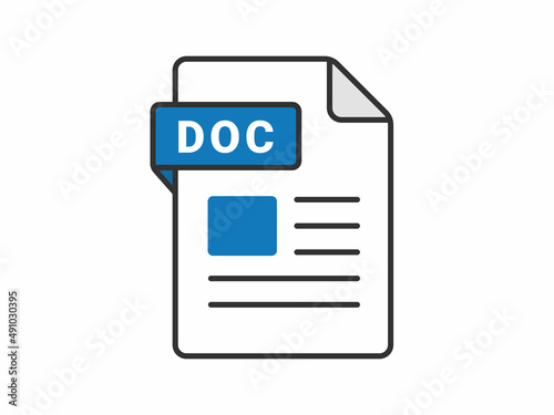 DOCの拡張子ファイルのアイコンイラスト