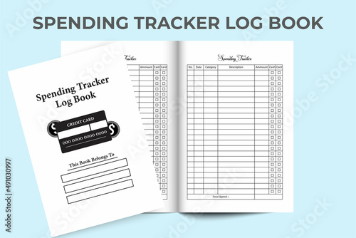 Spending tracker logbook KDP interior. Money spent checker notebook and expense tracker journal template. KDP interior notebook. Monthly business or personal expense tracker logbook KDP interior.