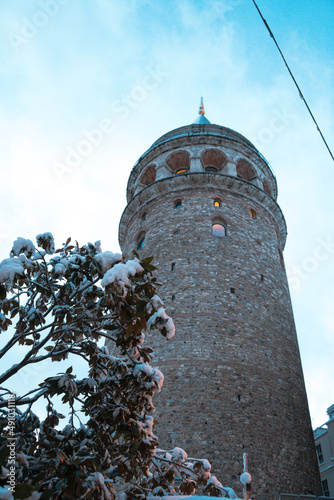 streets of Istanbul on winter. winter landscape in İstanbul. Winter landscape covered with snow. New Year`s landscape. Dramatic wintry scene.