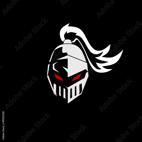 Template logo head helmet knight with red eyes