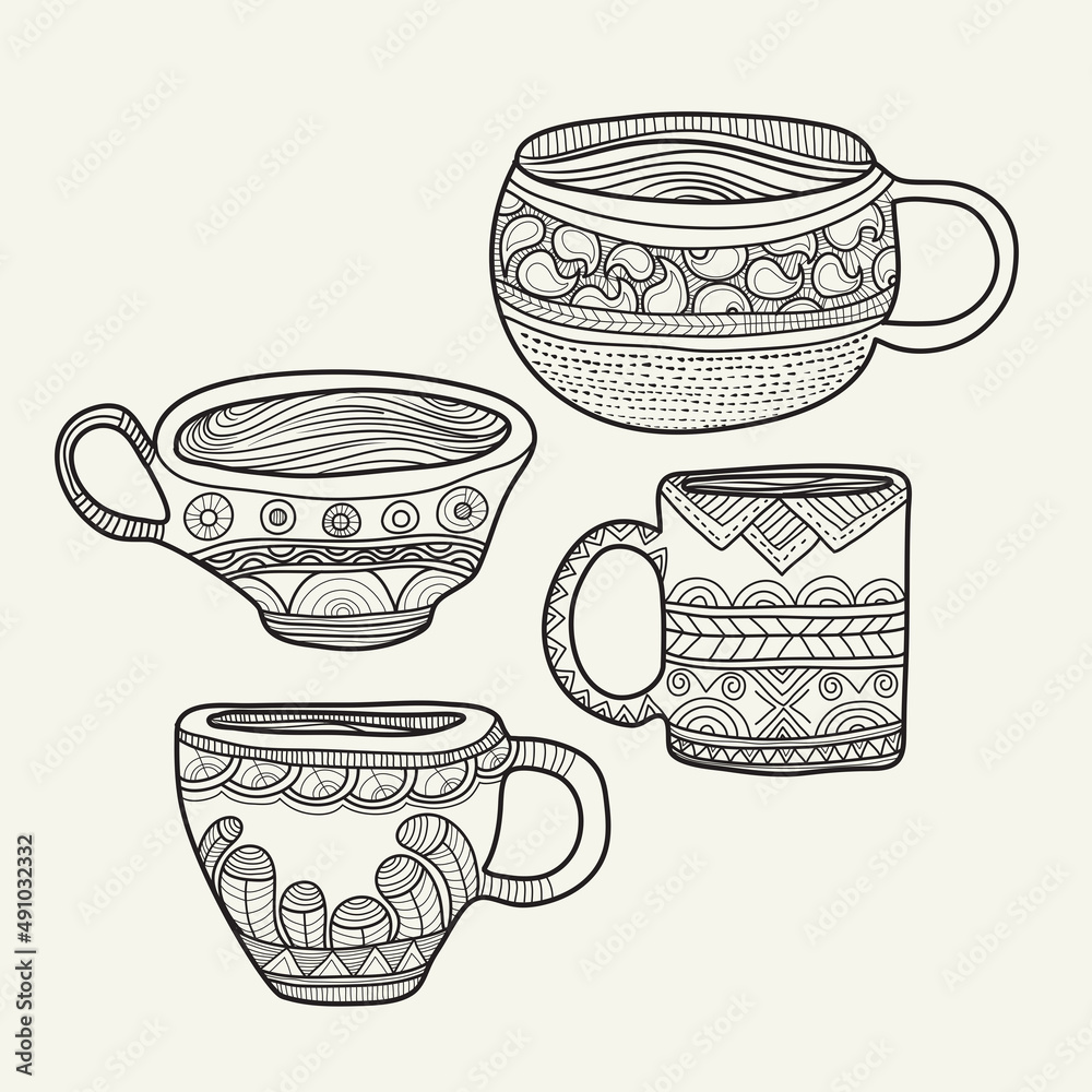 collection of outline mug Stock Vector | Adobe Stock