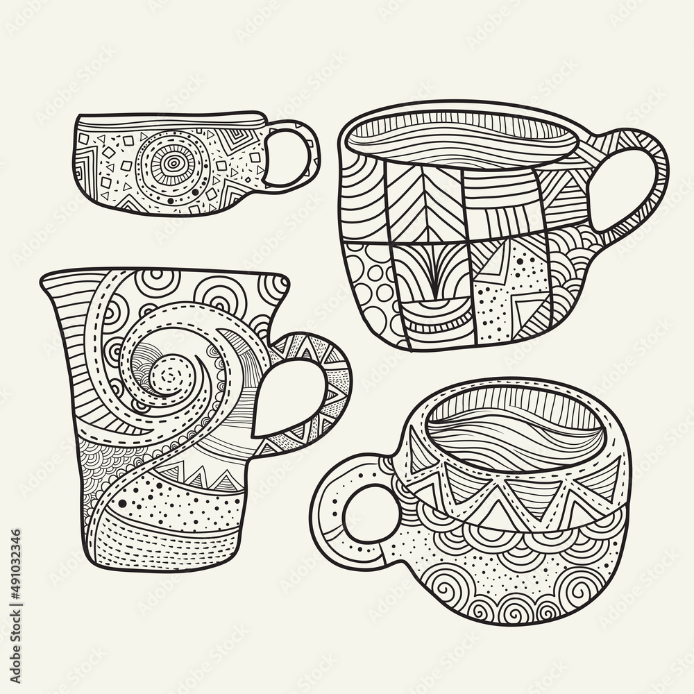 collection of outline mug Stock Vector | Adobe Stock