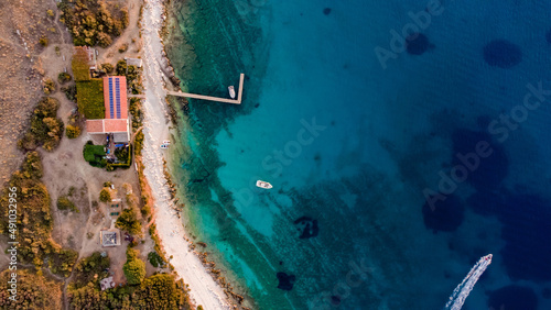 High aerial drone view of Adriatic sea scape at summertime seaso © astrosystem