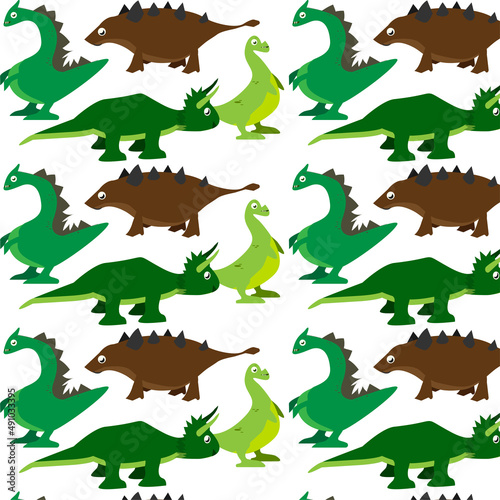 Dinosaur seamless pattern with more type of dinosaur. For fabric, scrapbooking, surface design
