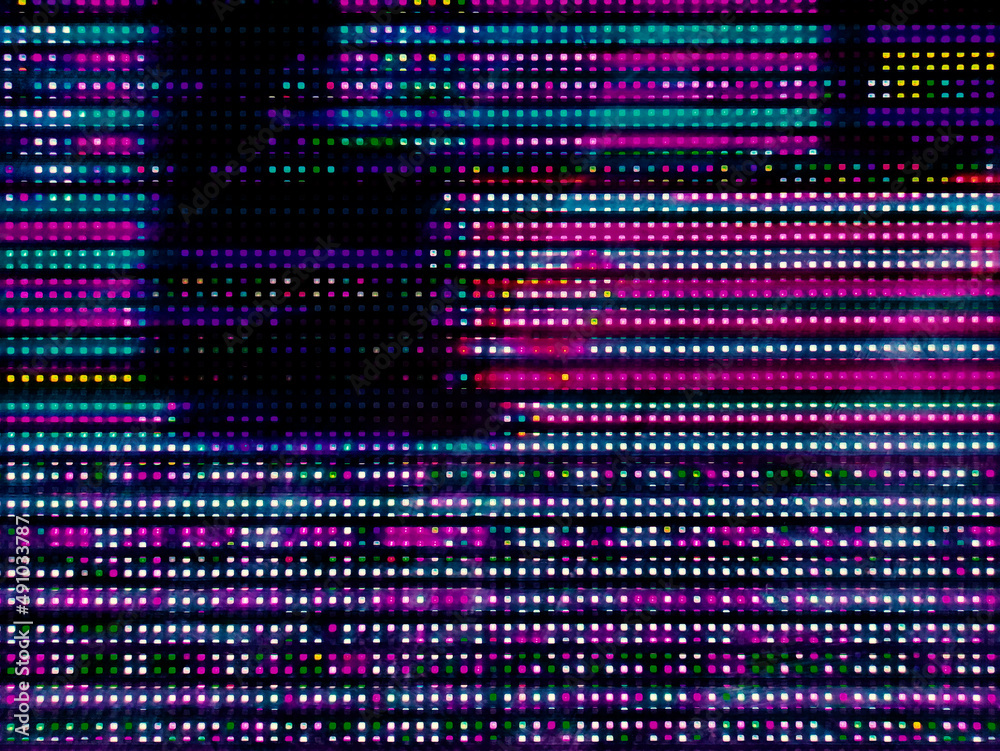 Photograph of the LED Screen glitch, LED glitch, interference LED panel,  pixel burnt out, LED screen, close-up pixels, LEDs Stock Photo | Adobe Stock