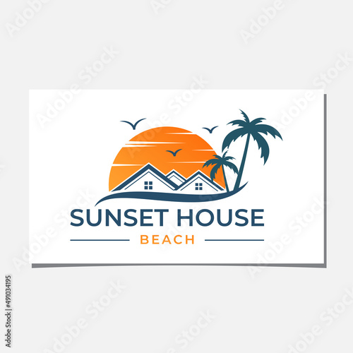 SUNSET HOUSE BEACH LOGO DESIGN