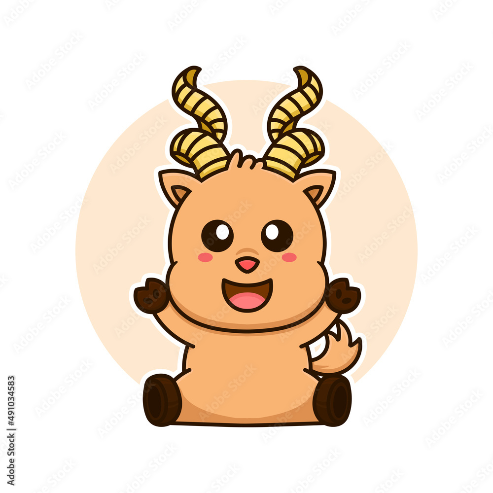 markhor goat cute adorable cartoon doodle vector illustration flat design style markhor goat cute adorable cartoon doodle vector illustration flat design style