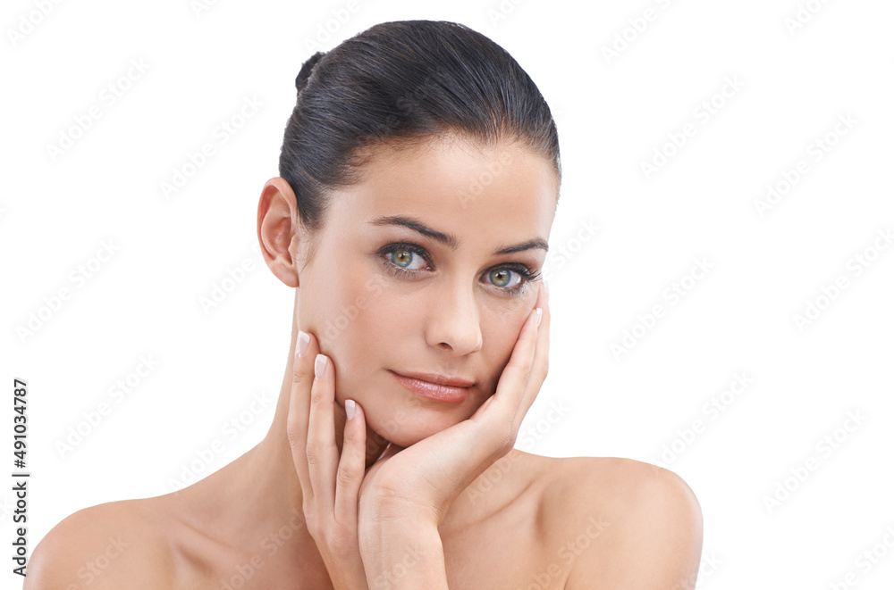 Soft and smooth. Cropped portrait of a beautiful young woman isolated on white. Soft and smooth. Cropped portrait of a beautiful young woman isolated on white.