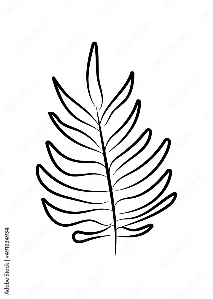 Vector linear simple botanical poster. Abstract art lines, wall paintings, flowers, leaves, plants. Modern design, doodle shapes, cover template, printing of T-shirts, postcards, banners and more.
