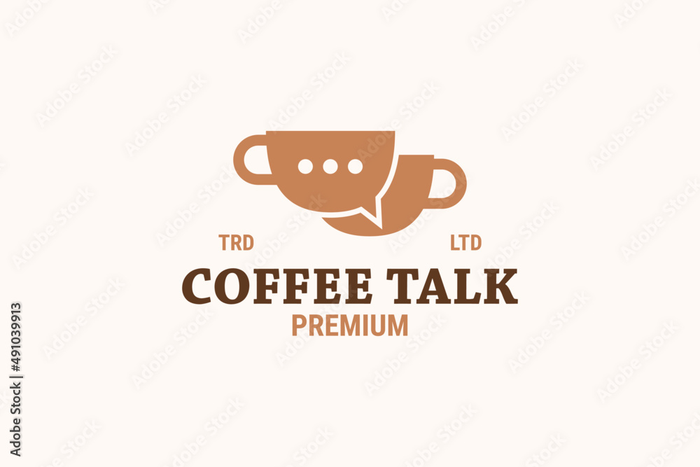 Coffee talk chat icon logo design