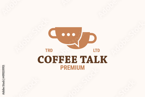 Coffee talk chat icon logo design