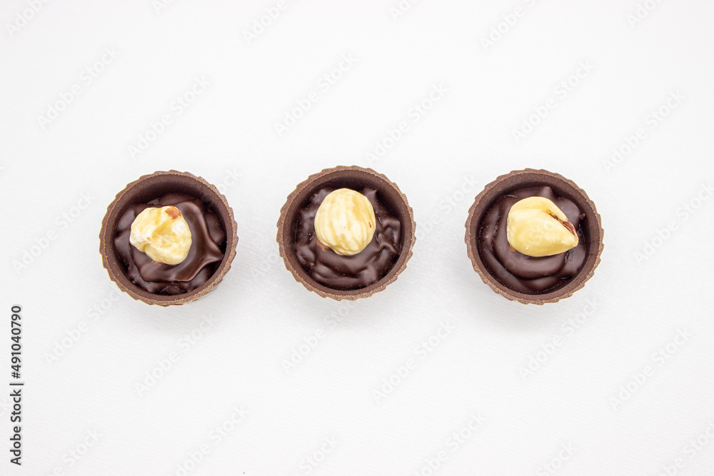 Few chocolates candy with filling Few chocolates candy with filling