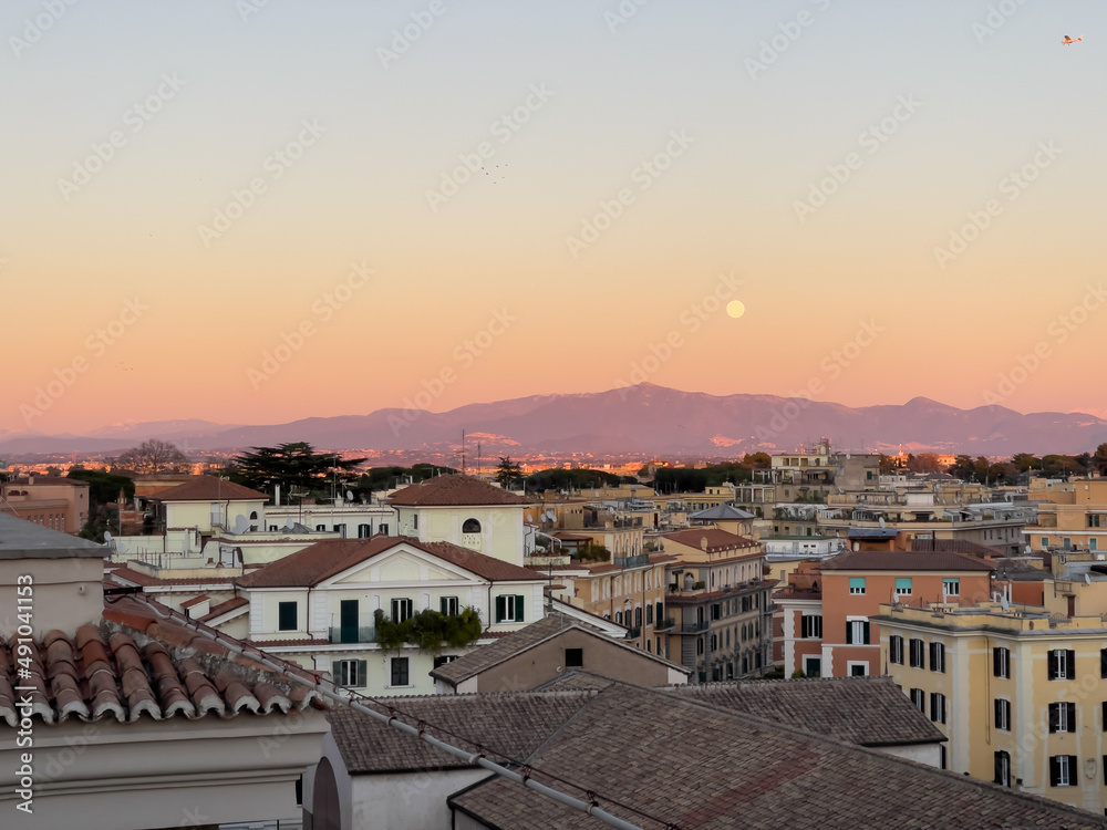 Moonrise over Rome, Italy