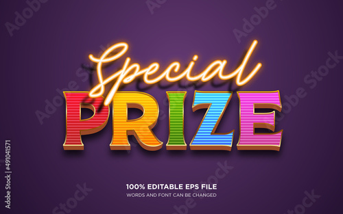 Special Prize 3D editable text style effect	