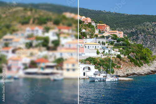 Comparison between blurred vision and clear vision of a myopic subject photo