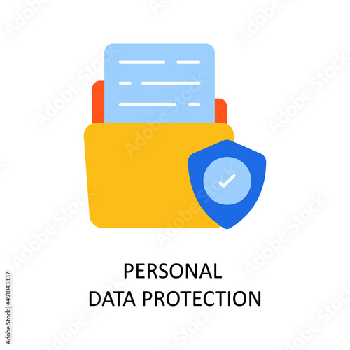 Personal Data Protection Vector Flat Icon Design illustration. Fintech Symbol on White background EPS 10 File